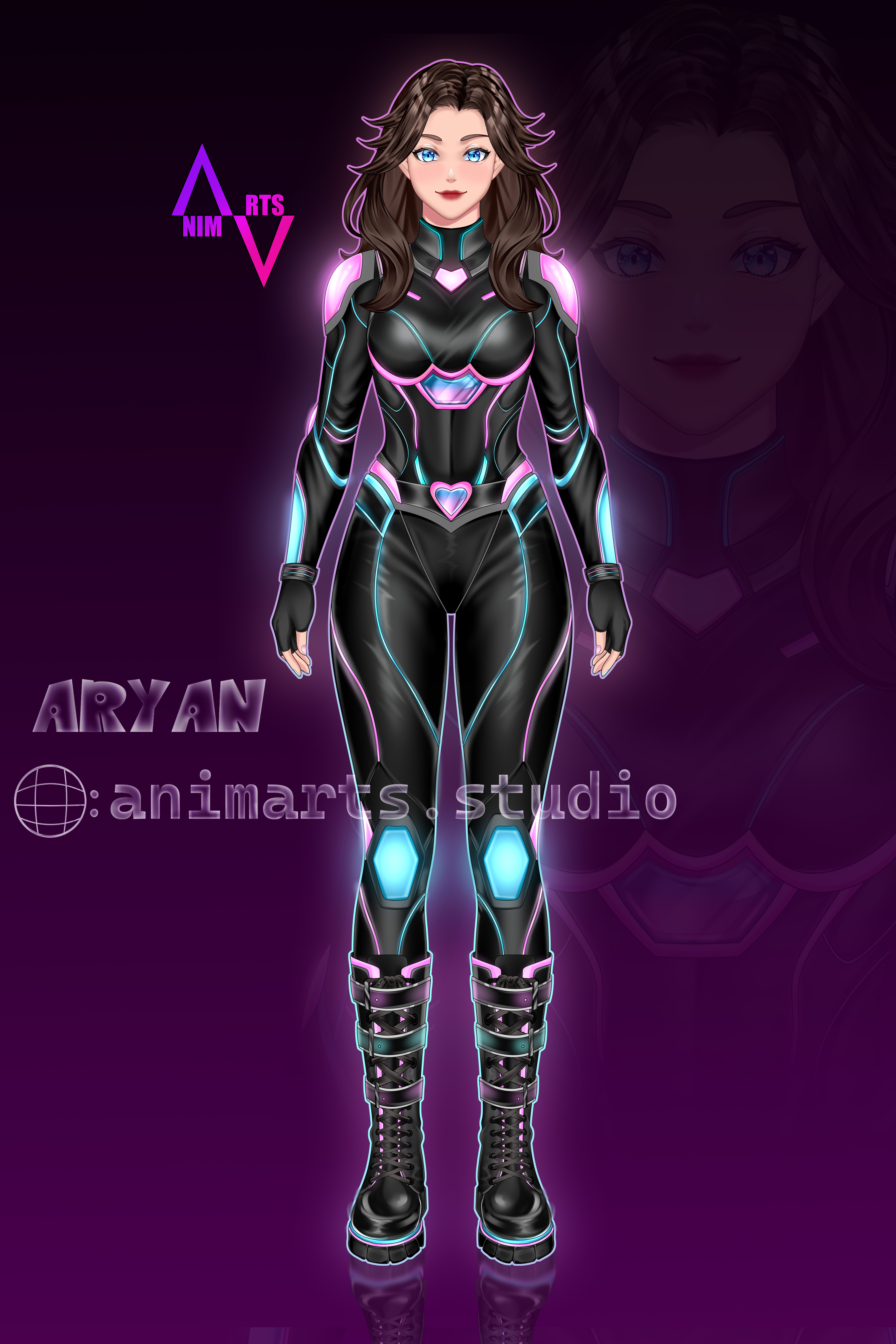 Custom 2D VTuber model with anime girl design and professional Live2D rigging for VTube Studio | Crystal 2