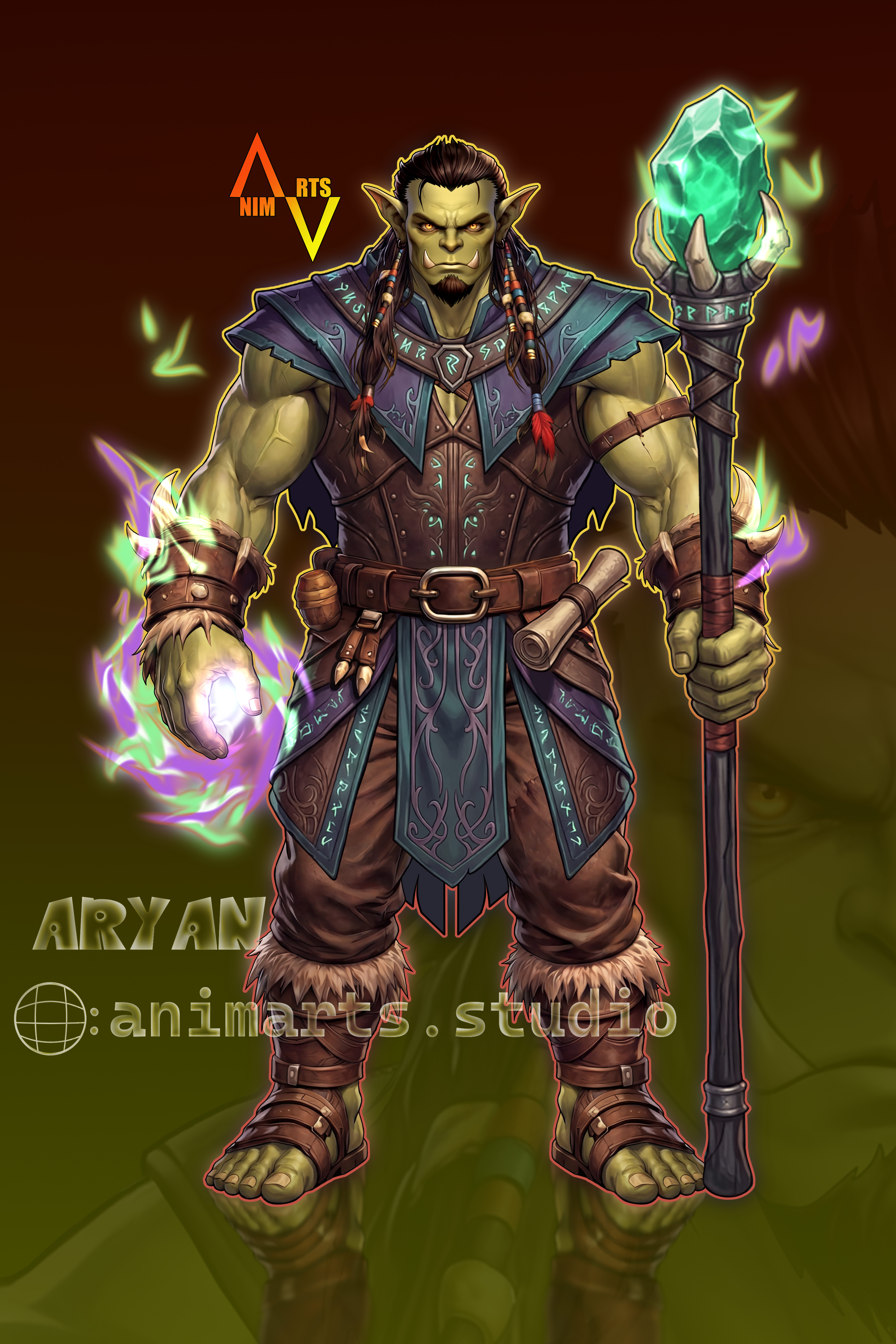 Custom Live2D VTuber model design and professional rigging of ORC Warrior for VTube Studio by AnimArts 3