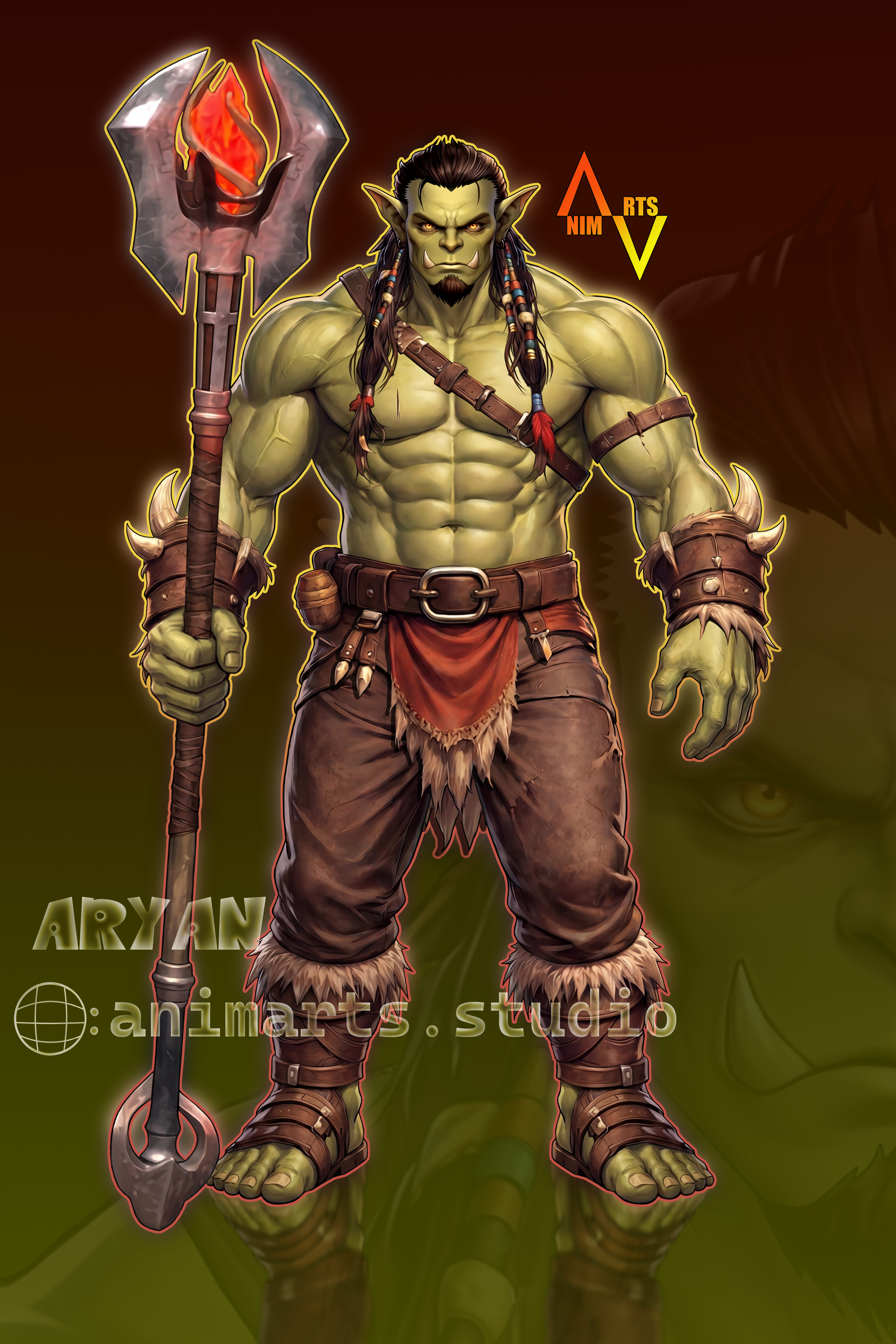 Custom Live2D VTuber model design and professional rigging of ORC Warrior for VTube Studio by AnimArts 4