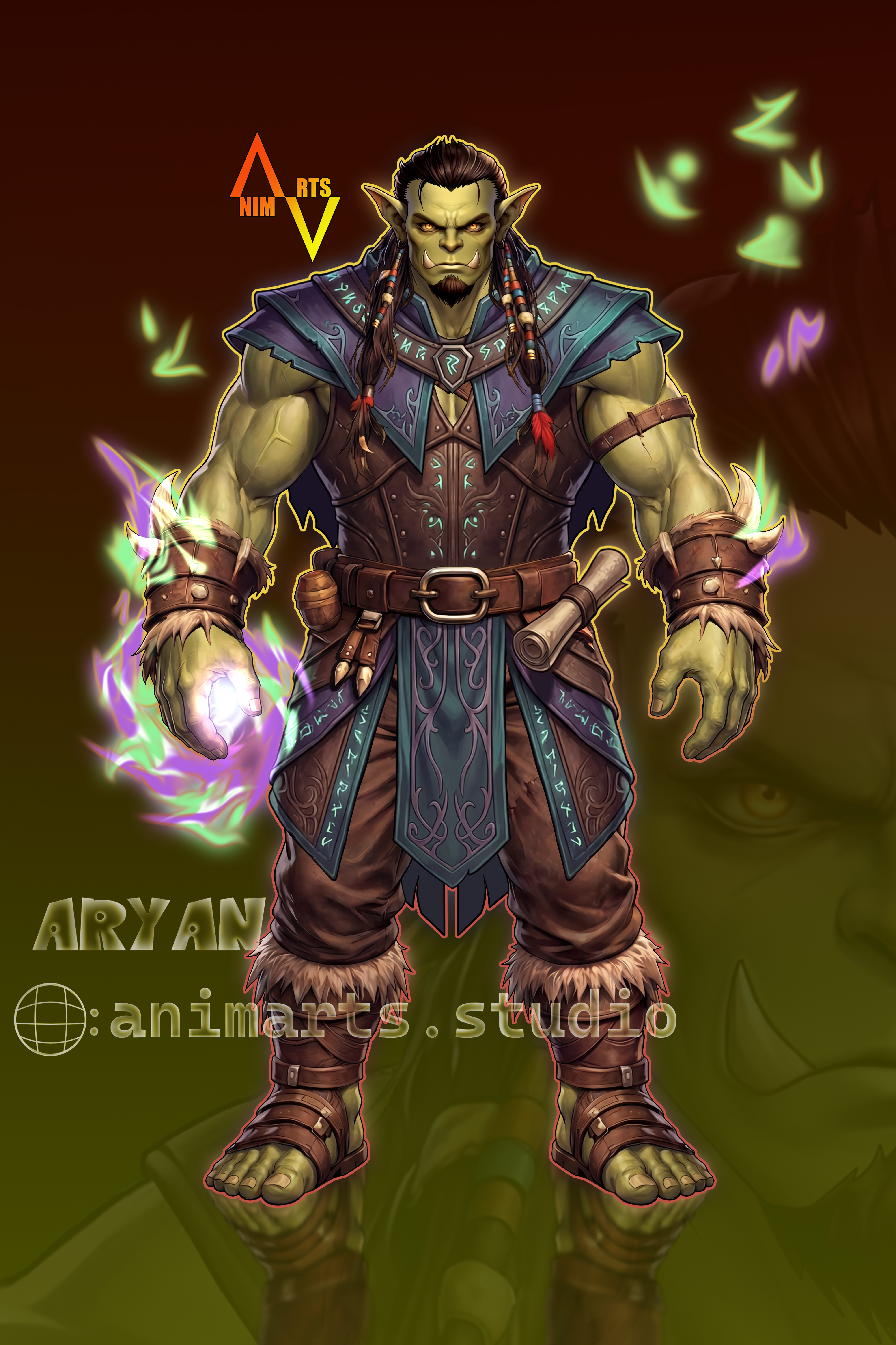 Custom Live2D VTuber model design and professional rigging of ORC Warrior for VTube Studio by AnimArts 2