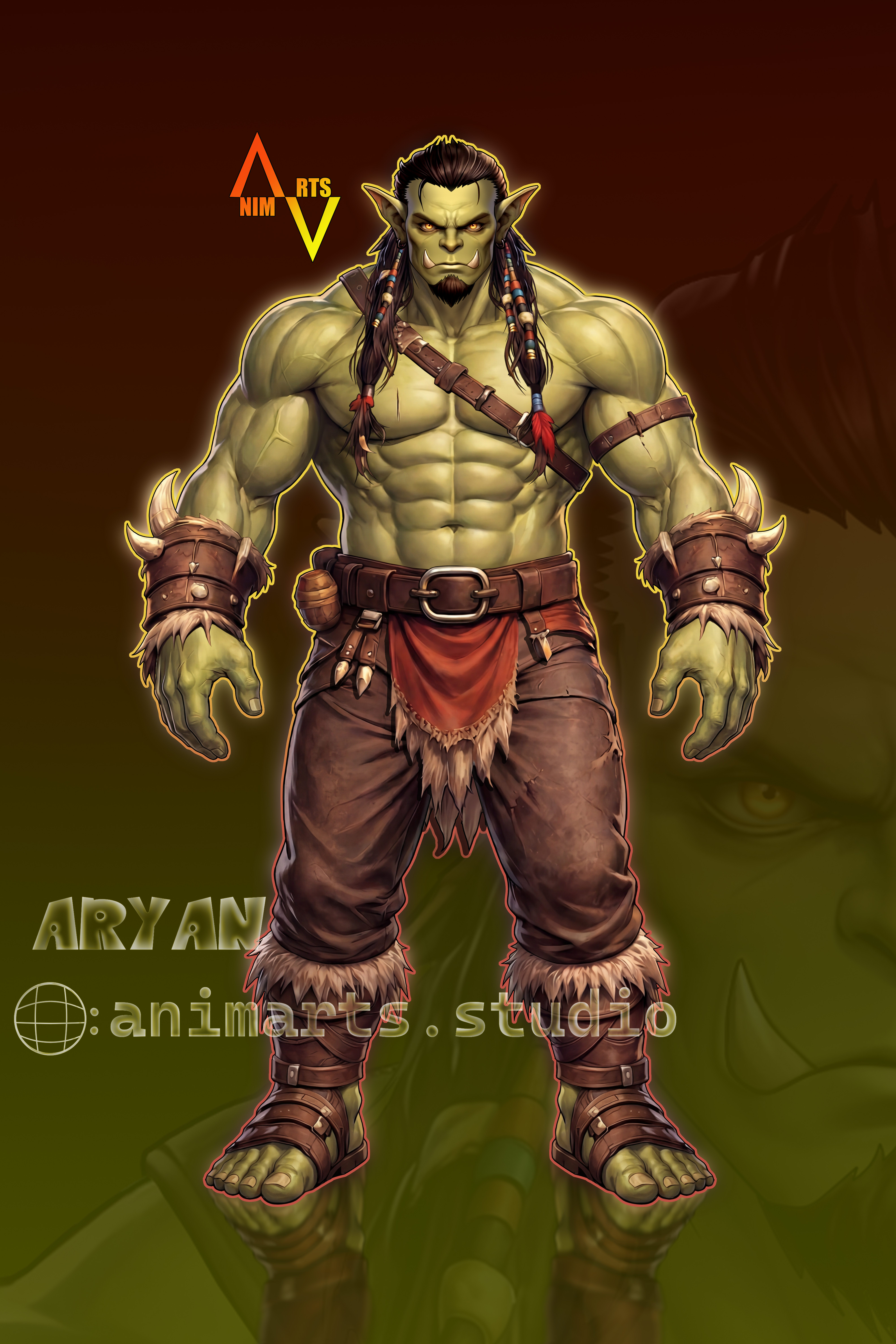 Custom Live2D VTuber model design and professional rigging of ORC Warrior for VTube Studio by AnimArts 0